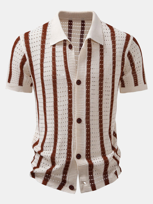 Striped eyelet knitted shirt | Last day 80% off!
