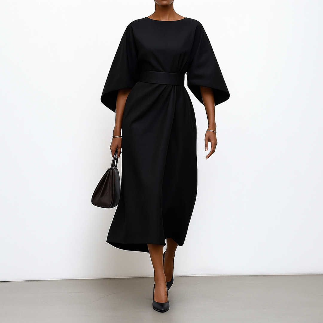 Eldra | Satin Feel Batwing Sleeve Maxi Dress | Last Day 80% Off!