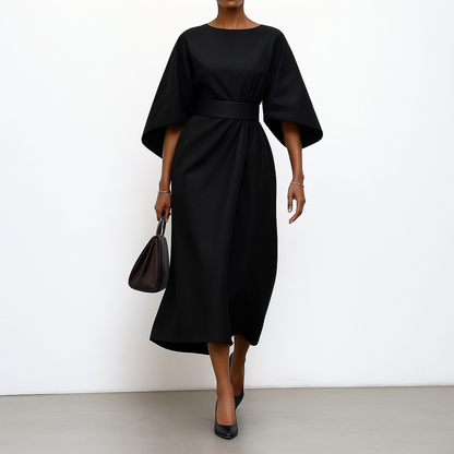 Eldra | Satin Feel Batwing Sleeve Maxi Dress | Last Day 80% Off!