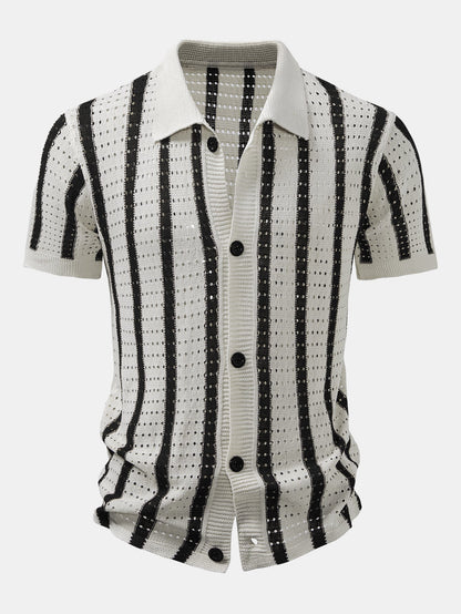Striped eyelet knitted shirt | Last day 80% off!