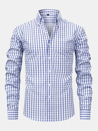 Button-down long-sleeve checked shirt | Last day 80% off!