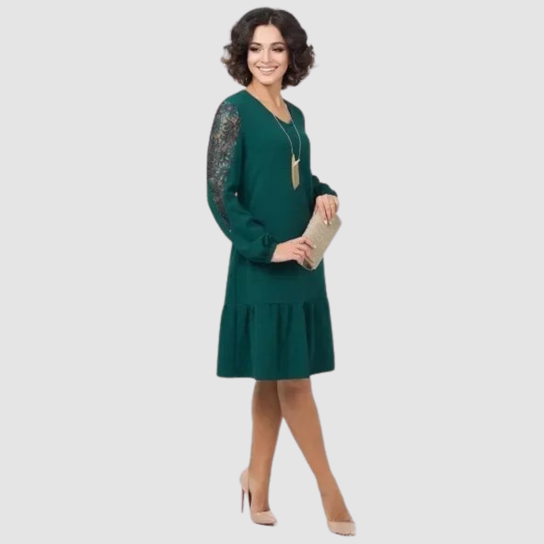 Lowri Quinn | Lace-Sleeve Midi Dress | Last Day 80% Off!