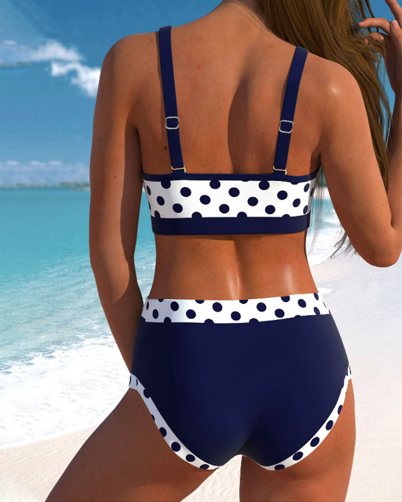 Hannah | High-waisted patchwork bikini with polka dots - Last Day 80% Stock!