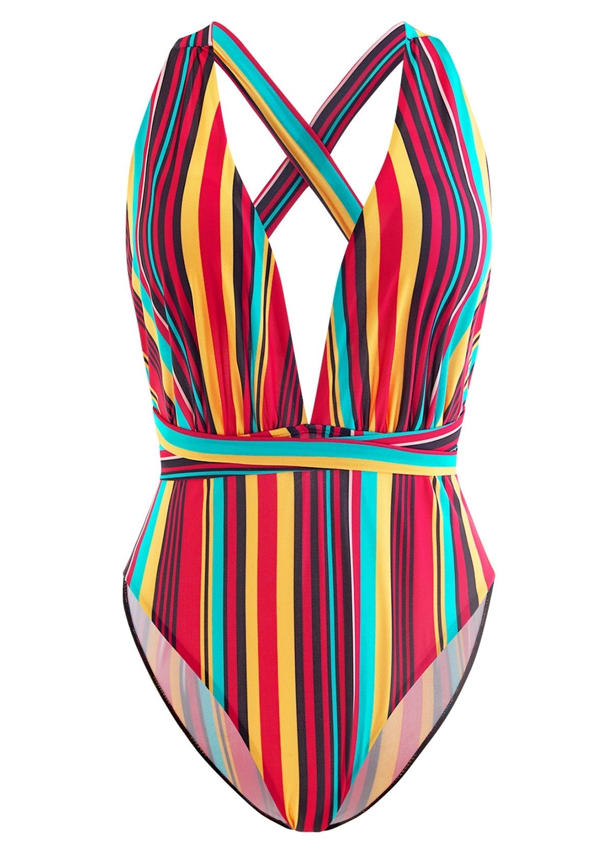 Cheerful Rainbow Striped Halter Swimsuit | Last Day 80% Off!
