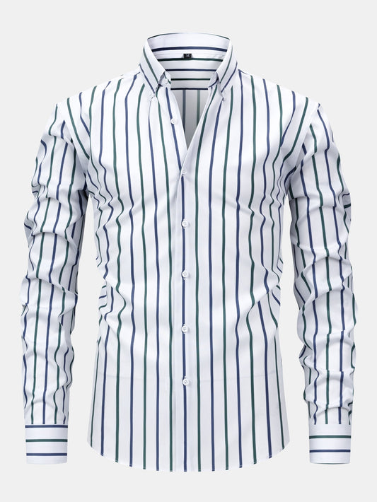Long Sleeve Striped Button-Up Shirt | Last day 80% off!