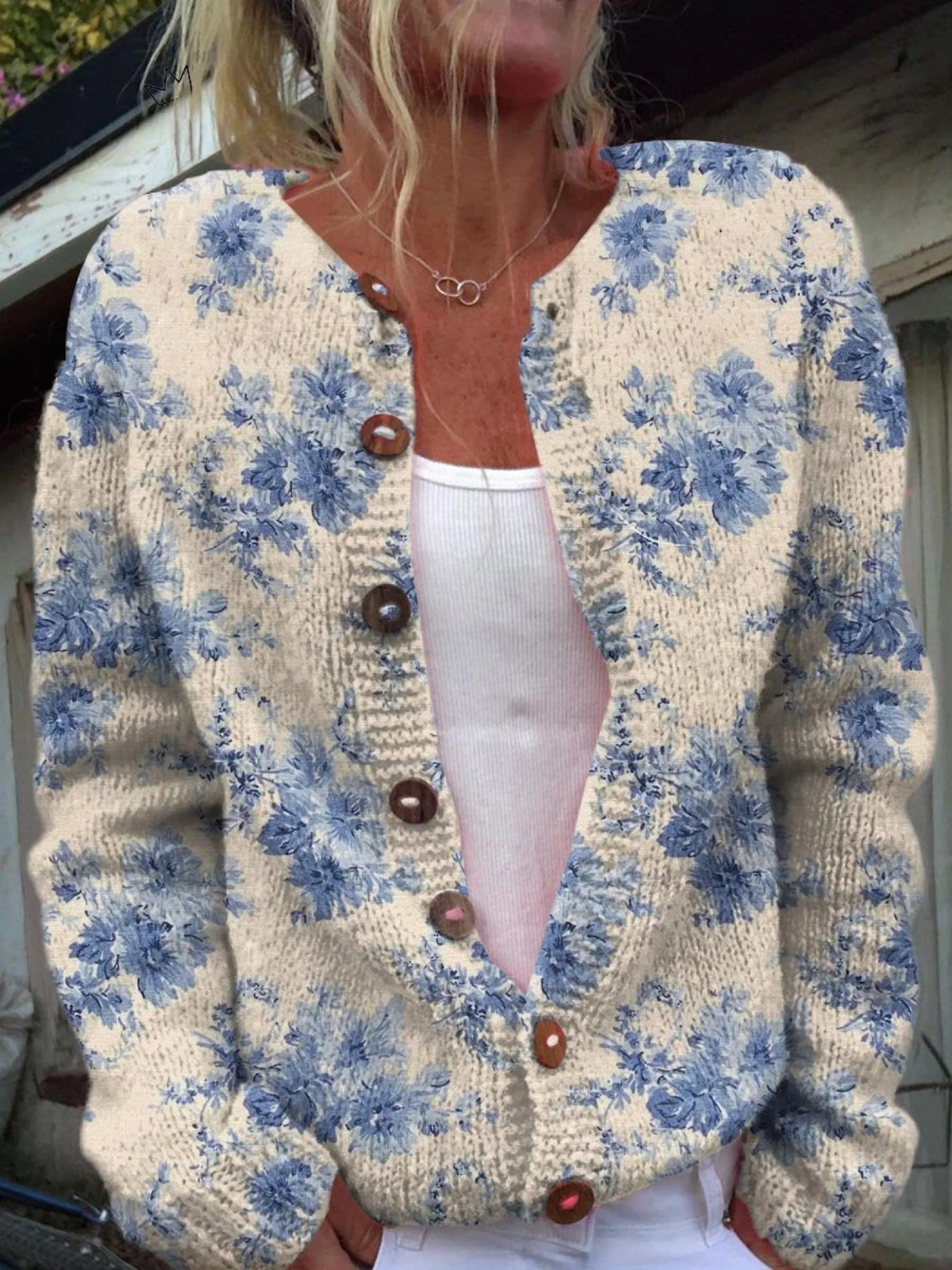 Women's Lovely Floral Art Print Buttoned Cardigan Sweater | Last Day 80% Off!