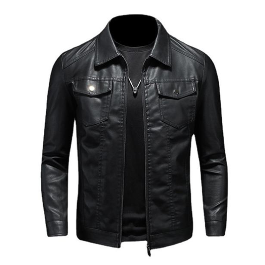 Men's Lapel Leather Biker Jacket | Last day 80% off!
