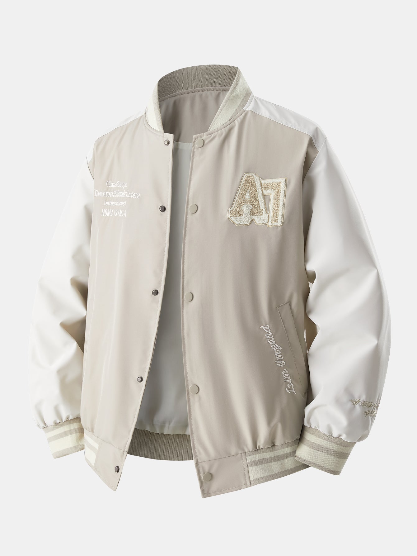Relaxed Fit Contrast Embroidered Baseball Jacket | Last day 80% off!