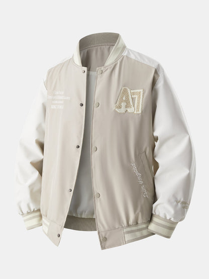 Relaxed Fit Contrast Embroidered Baseball Jacket | Last day 80% off!