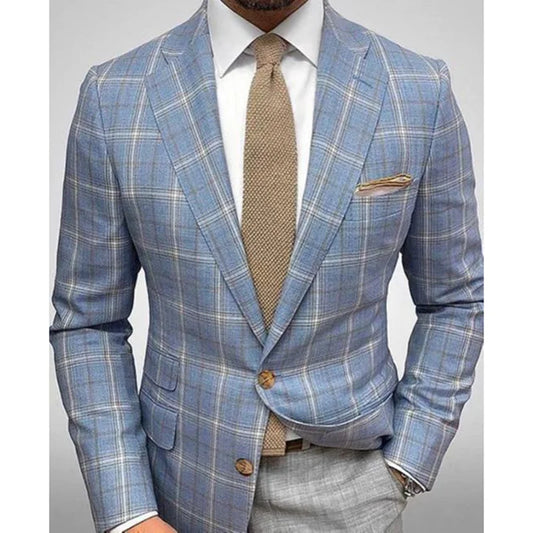 Men's Business Plaid Two-Button Blazer Last Day 80% Off!