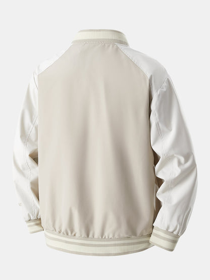 Relaxed Fit Contrast Embroidered Baseball Jacket | Last day 80% off!