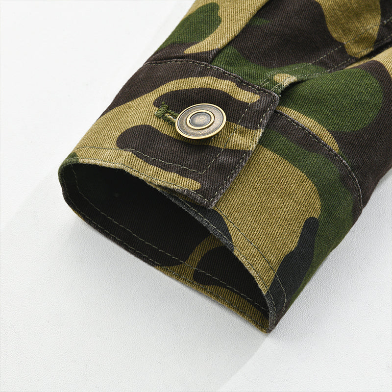 Men's Camouflage Canvas Retro Wear Lapel Jacket 18911497X | Last day 80% off!