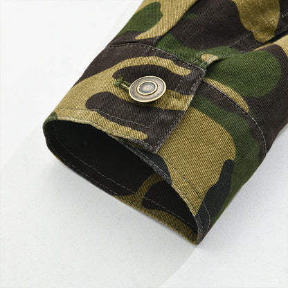 Men's Camouflage Canvas Retro Wear Lapel Jacket 18911497X | Last day 80% off!