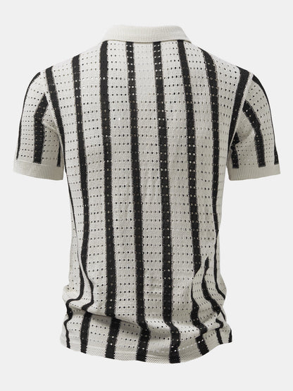 Striped eyelet knitted shirt | Last day 80% off!