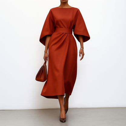 Eldra | Satin Feel Batwing Sleeve Maxi Dress | Last Day 80% Off!