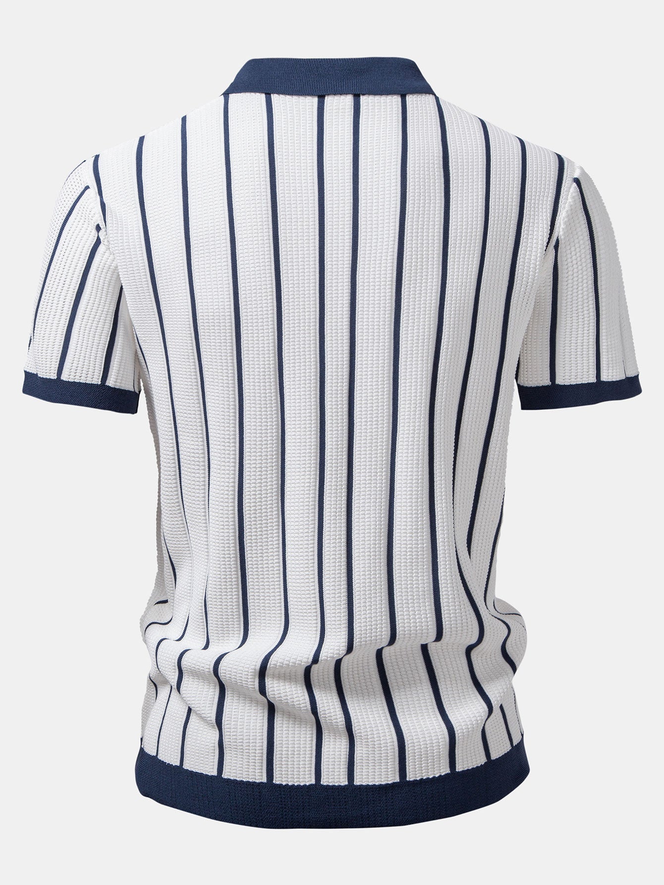Striped knitted shirt with buttons & linen straight leg trousers | Last day 80% off!
