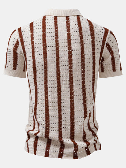 Striped eyelet knitted shirt | Last day 80% off!