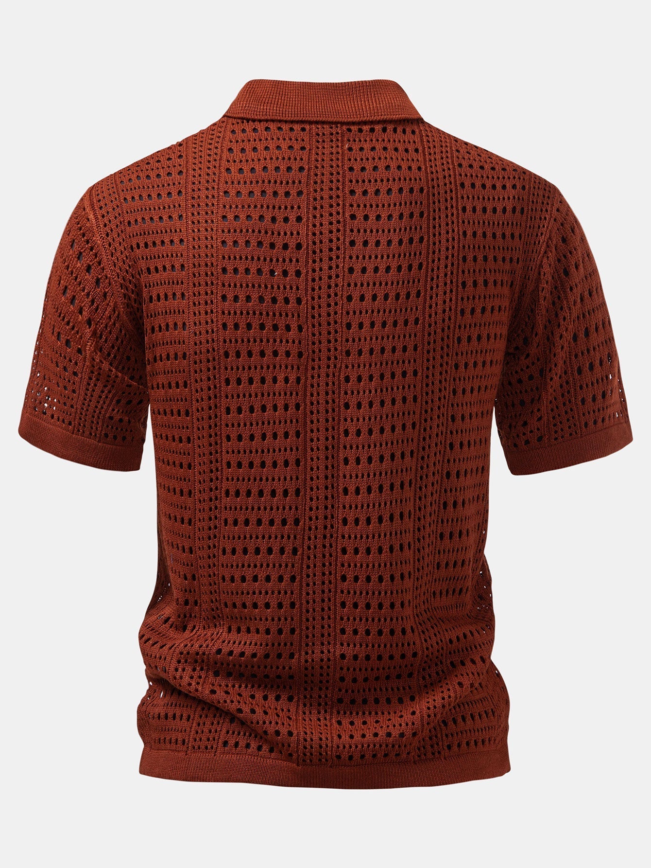 Crocheted V-Neck Polo Shirt & Linen Straight Leg Trousers | Last day 80% off!