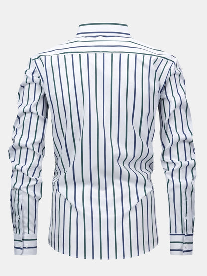 Shirt with long sleeves, stripes, and buttons & slim fit tapered trousers | Last day 80% off!