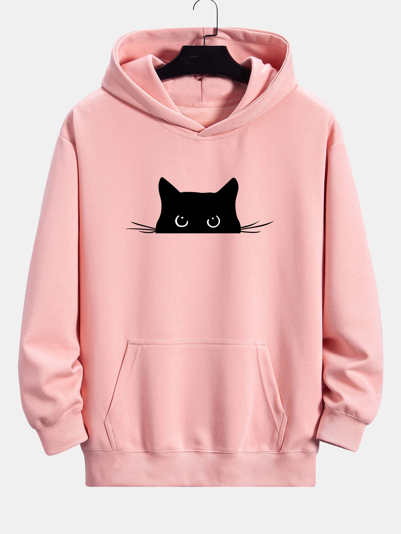 Black Cat Print Relaxed Fit Hoodie | Last day 80% off!