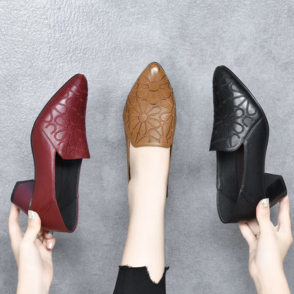 Olene | Soft Vegan Leather Embroidered Pumps Last day 80% off!