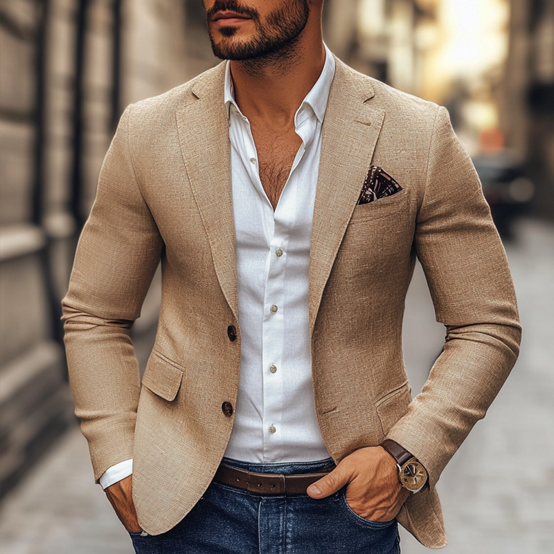 Men's Fashion Notch Lapel Two Buttons Casual Blazer Last Day 80% Off!