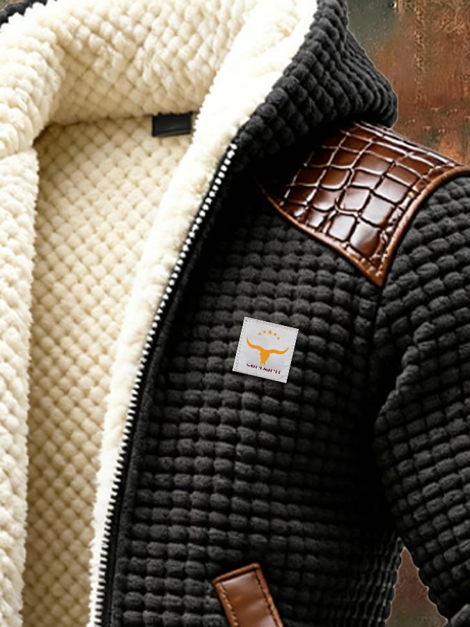 Retro gilet voor heren met een geruit, gestructureerd leren patchwork | Last Day 80% Off!