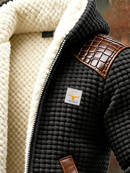 Retro gilet voor heren met een geruit, gestructureerd leren patchwork | Last Day 80% Off!