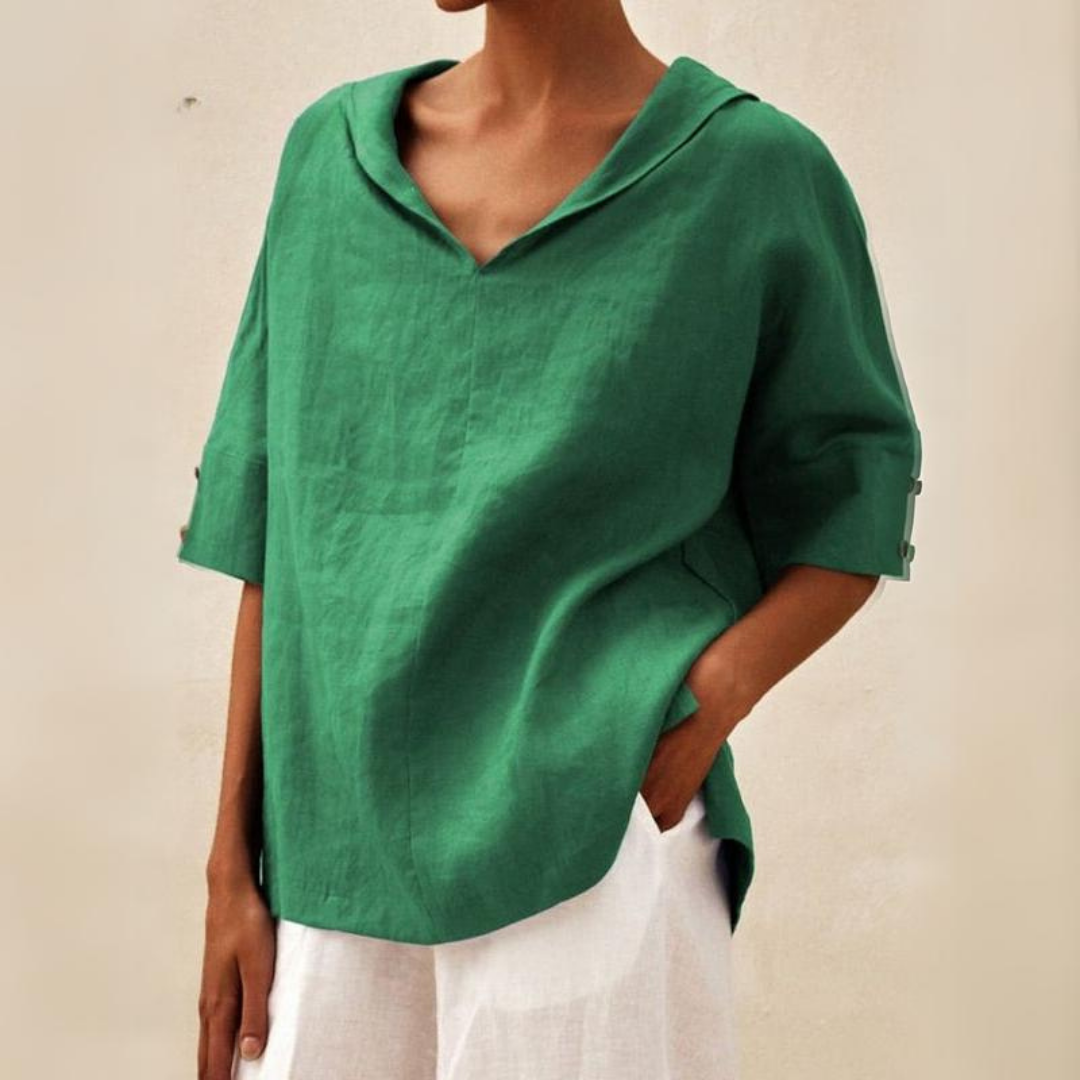 Renee™ - Women's V-Neck Casual Linen Shirt | Last day 80% off!