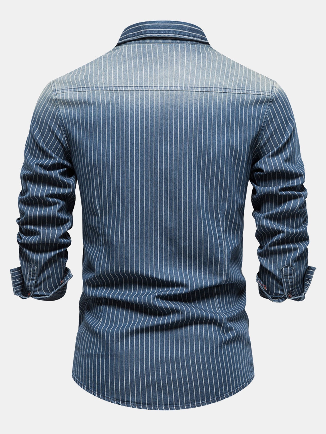 Striped washed denim shirt with pockets | Last day 80% off!