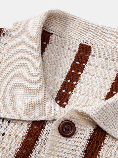 Striped eyelet knitted shirt | Last day 80% off!