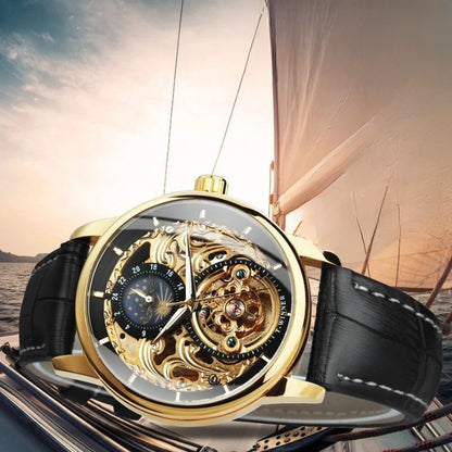 Moon Phase Skeleton Automatic Watch | Last day 80% off!