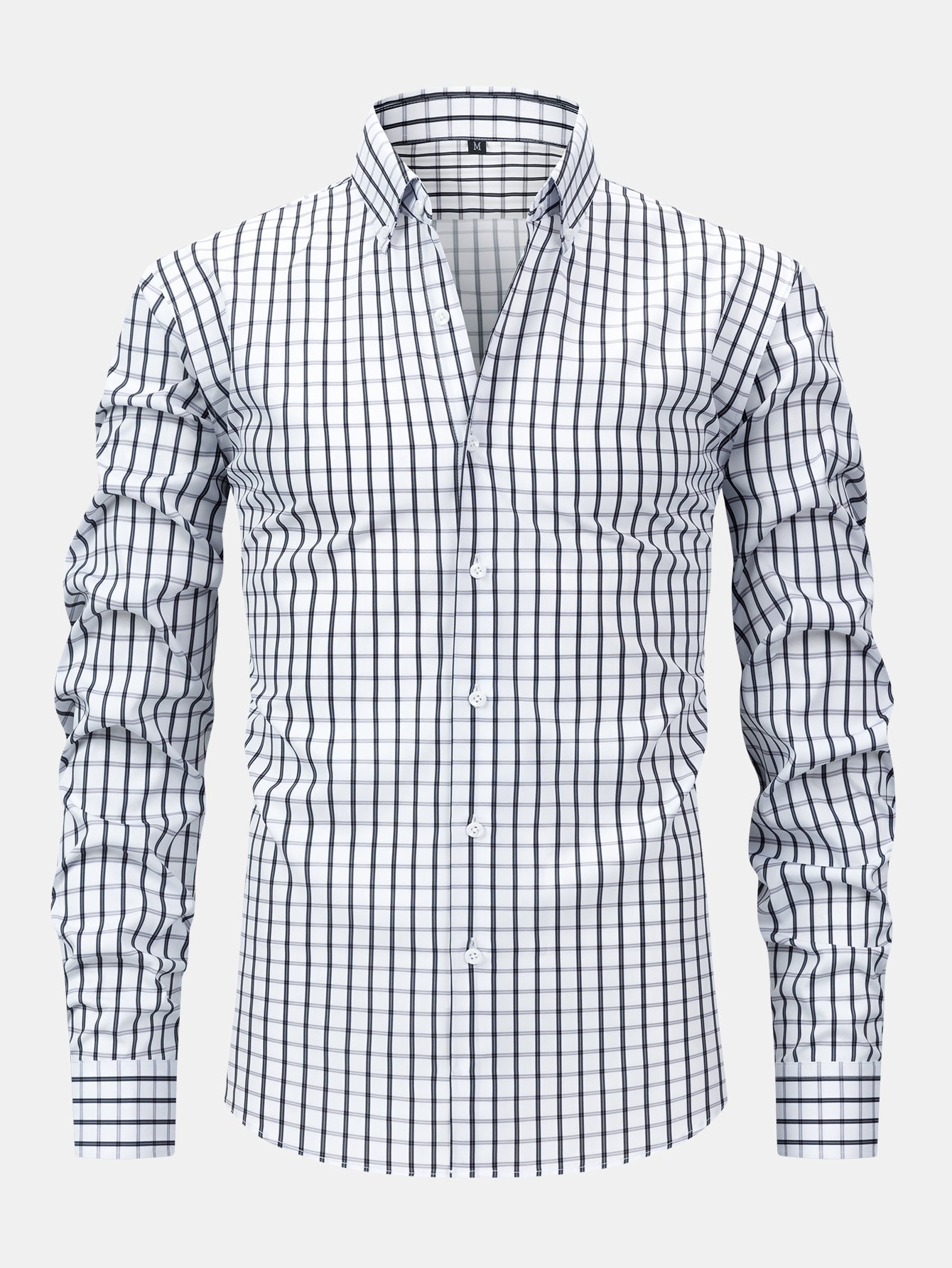 Button-down long-sleeve checked shirt | Last day 80% off!