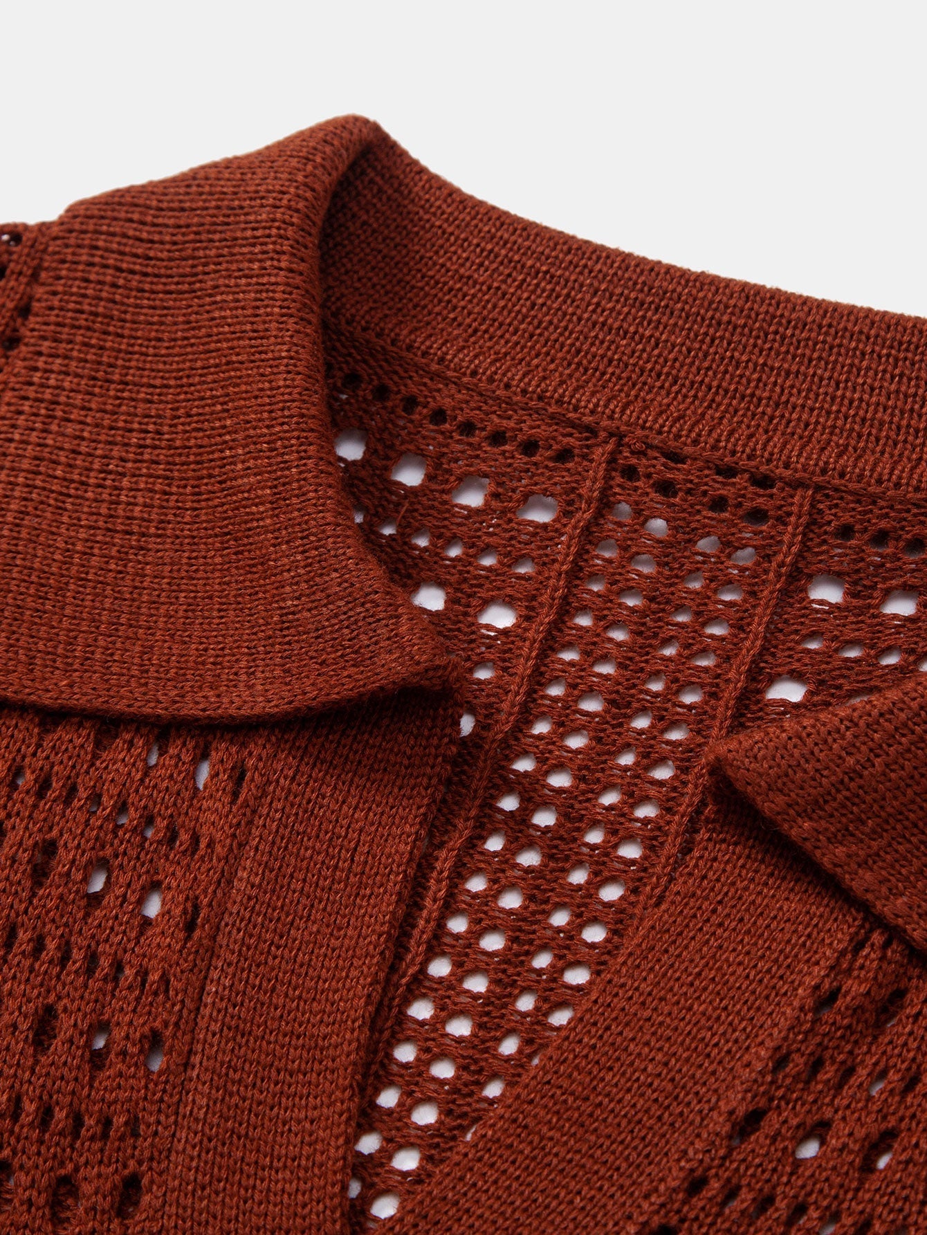 Crocheted V-Neck Polo Shirt & Linen Straight Leg Trousers | Last day 80% off!