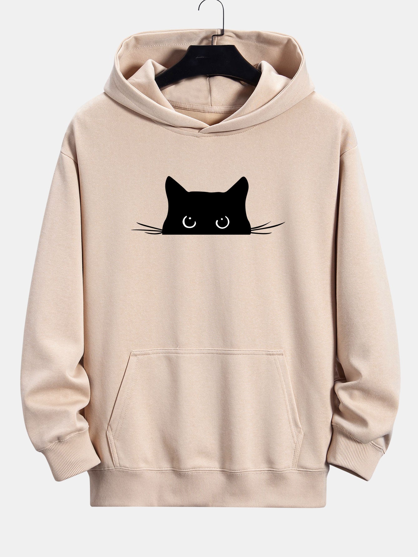 Black Cat Print Relaxed Fit Hoodie | Last day 80% off!
