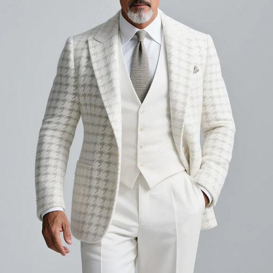 Men's Houndstooth Peak Lapel Blazer