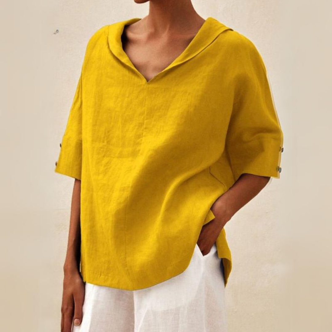 Renee™ - Women's V-Neck Casual Linen Shirt | Last day 80% off!