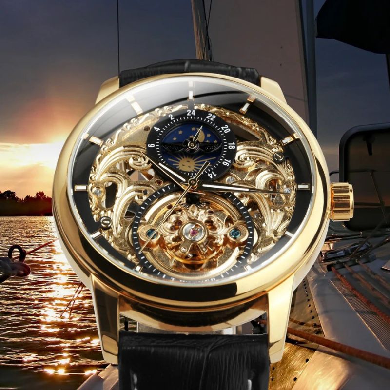 Moon Phase Skeleton Automatic Watch | Last day 80% off!
