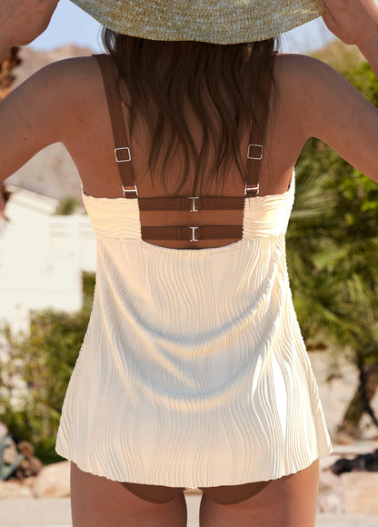 Chic Gray Tankini Set with Criss-Cross and Jacquard Details | Last Day 80% Off!