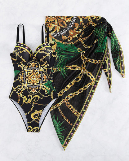 Marie | One-Piece Push-Up Swimsuit with Beach Skirt - Last Day 80% Stock!