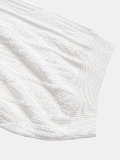 Geometric Jacquard Knitted Polo Shirt & Slim Fit Tapered Trousers | Last day 80% off!