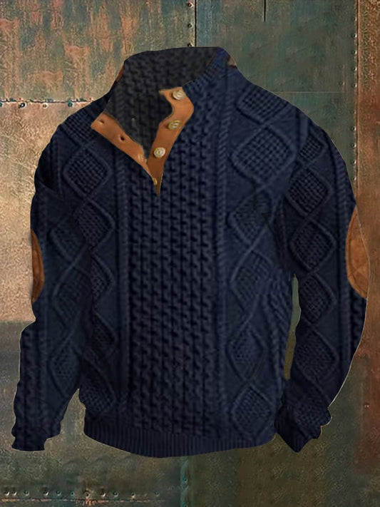 Men's Western Color Block Stand Collar Sweater Last day 80% off!