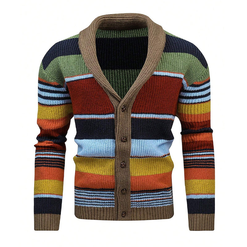 Men's Colourblock Lapel Sweater Jacket 02918584X | Last day 80% off!
