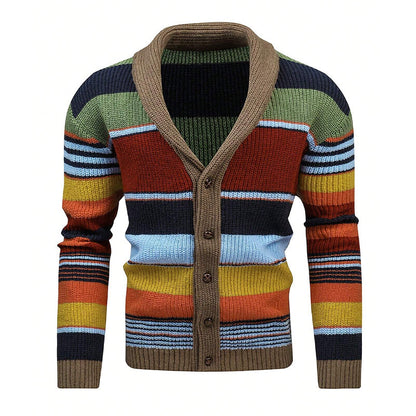 Men's Colourblock Lapel Sweater Jacket 02918584X | Last day 80% off!