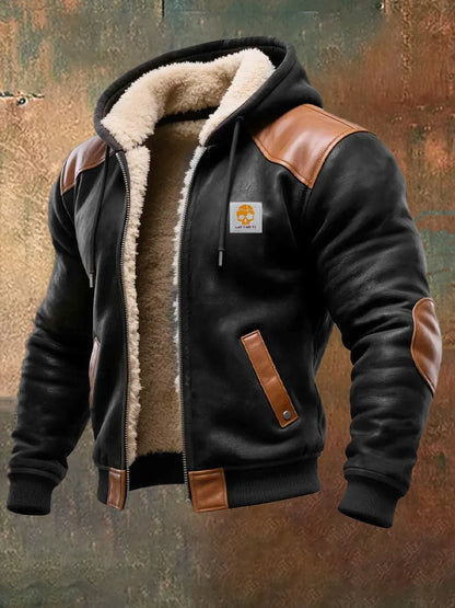 Vintage suede leather men's jacket with hood | Last Day 80% Off!