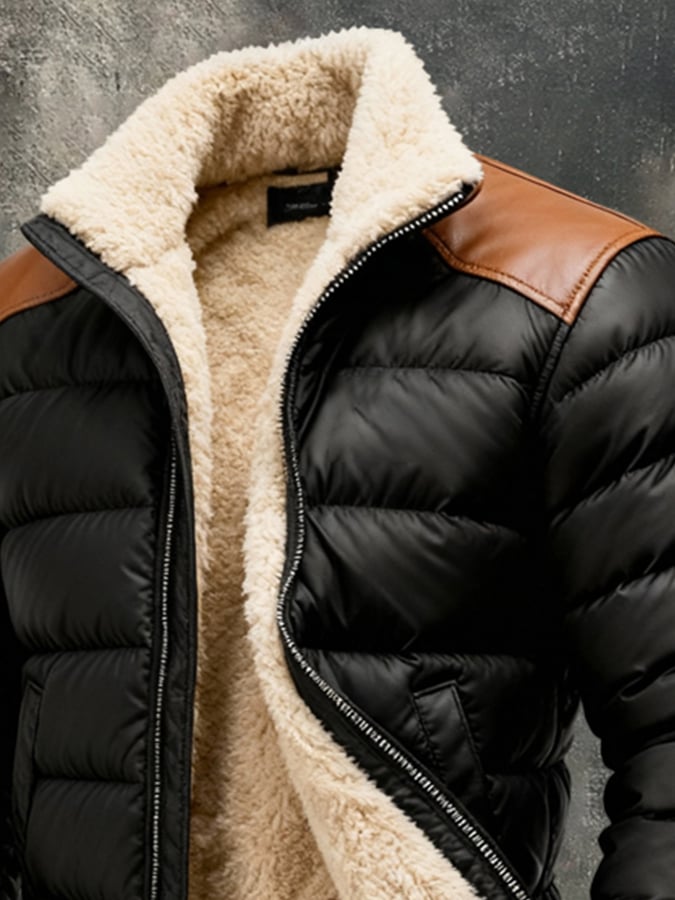 Men's Retro Warm Colour Block Outdoor Jacket Cotton Jacket | Last Day 80% Off!