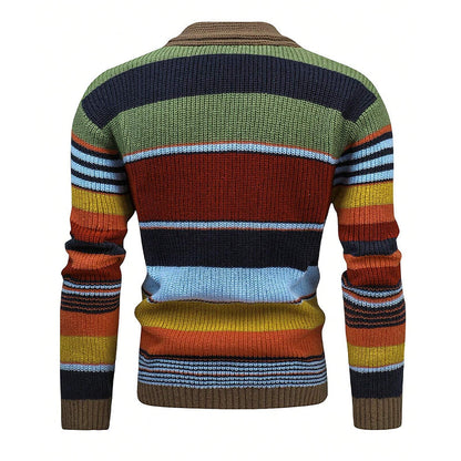 Men's Colourblock Lapel Sweater Jacket 02918584X | Last day 80% off!