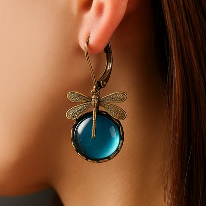 Spherical Dragonfly Earrings in Antique Gold | Last day 80% off!