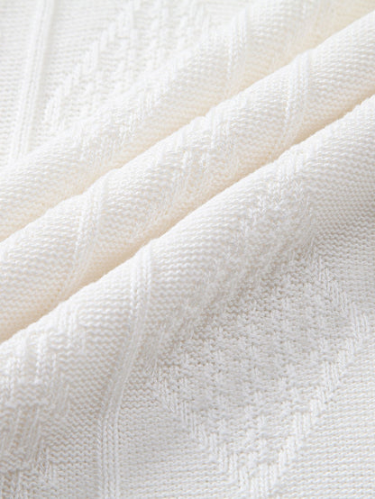 Geometric Jacquard Knitted Polo Shirt & Slim Fit Tapered Trousers | Last day 80% off!