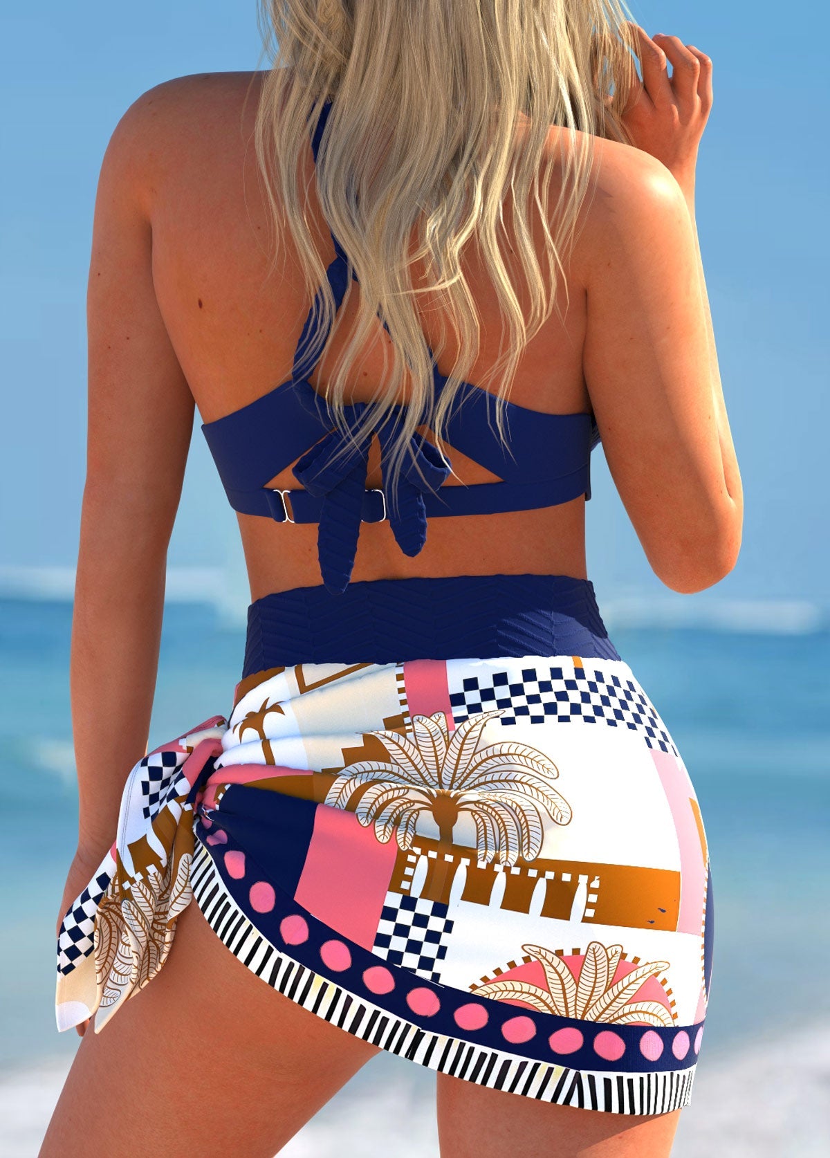 Ela - Dusty Pink Bikini with Bow and Leaf Print | Last Day 80% Off!